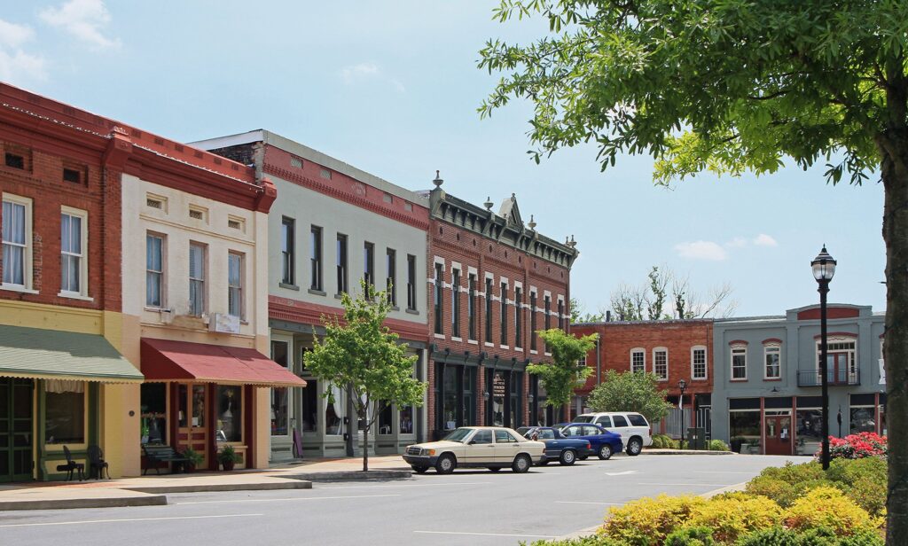 Row of local businesses