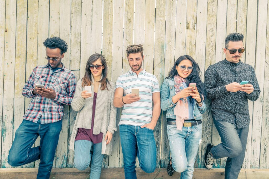 Group of people on their phones